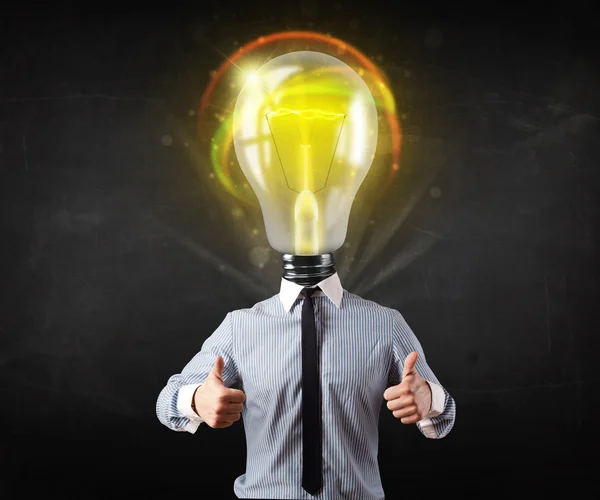 Business man with light bulb head concept — Stock Photo, Image