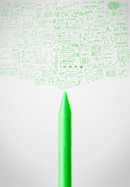 Crayon close-up met diagrammen — Stockfoto