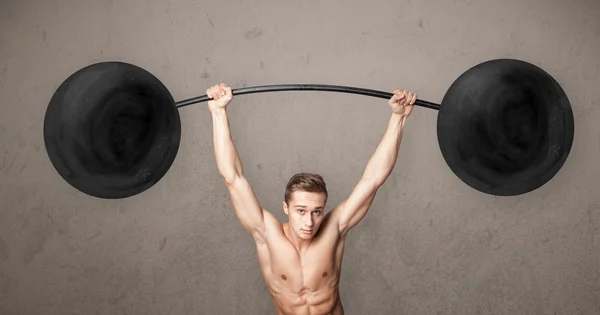 Muscular man lifting weights — Stock Photo, Image