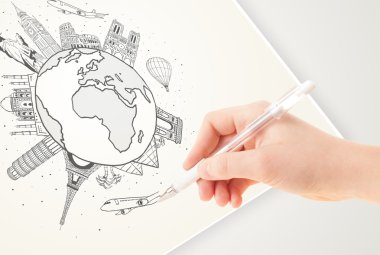 simge ve c ile dünya çapında çizim tatil seyahat el