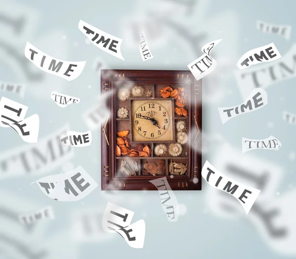 Clock and watch concept with time flying away — Stock Photo, Image