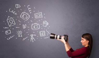fotoğrafçı kız çekim fotoğraf simgeler