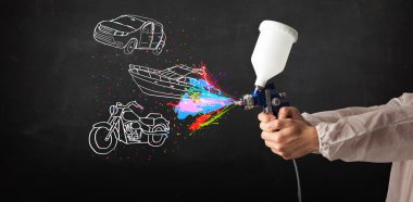 adam araba, tekne ve motosiklet airbrush sprey boya ile çizmek