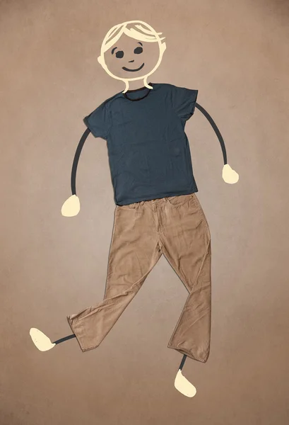 Roztomilý ručně kreslený znak v neformálním oblečení — Stock fotografie