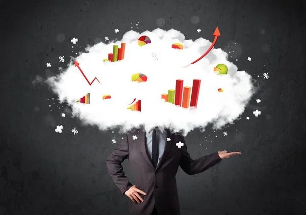 Modern business man with a graph cloud head — Stock Photo, Image