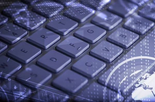 Keyboard with glowing icons — Stock Photo, Image