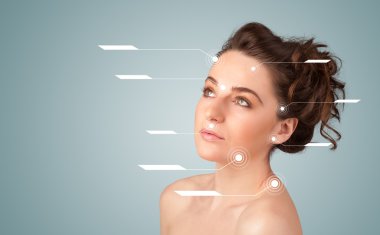 yüz tedavi modern okları ile genç seksi kız