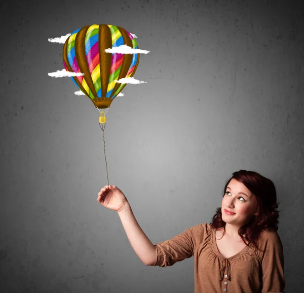 Kvinna med en ballong-ritning — Stockfoto