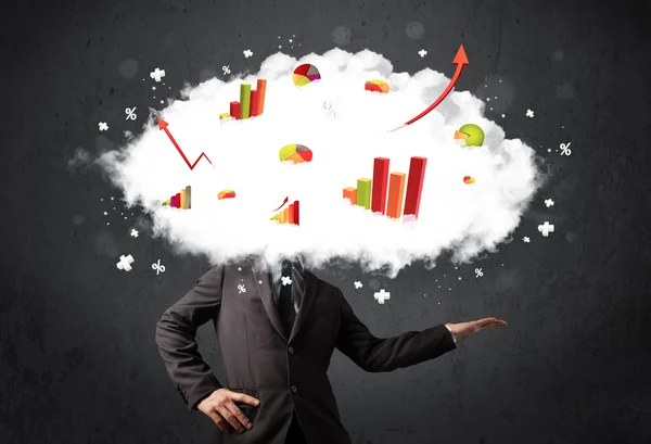 Modern affärsman med en graf moln huvud — Stockfoto