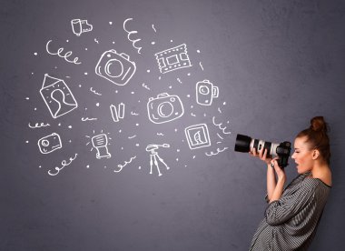fotoğrafçı kız çekim fotoğraf simgeler