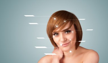 yüz tedavi modern okları ile genç seksi kız