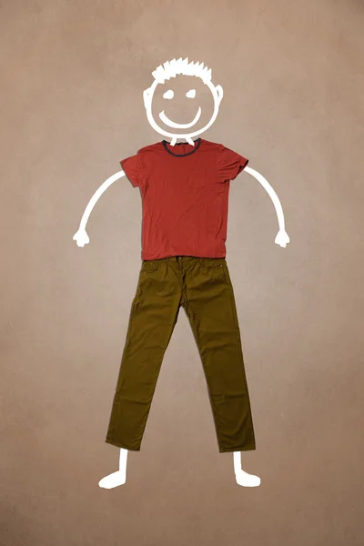 Casual clothes with hand drawn funny character — Stock Photo, Image