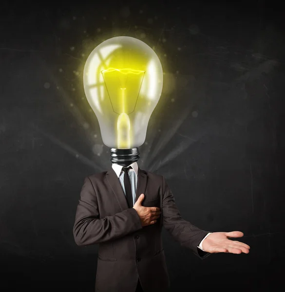 Business man with light bulb head concept — Stock Photo, Image