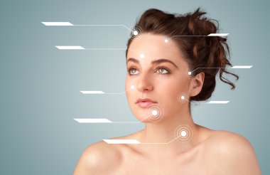 yüz tedavi modern okları ile genç seksi kız
