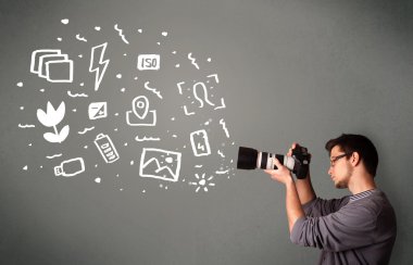 fotoğrafçı çocuk yakalayan beyaz fotoğraf simgeler ve semboller
