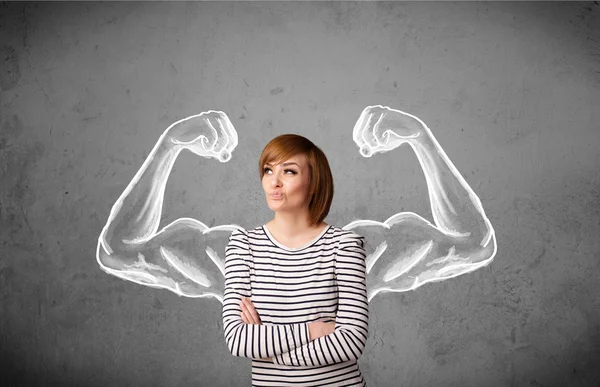 Jovem com braços musculados fortes — Fotografia de Stock