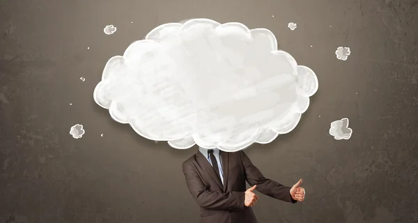 Biznes z białą chmurą na głowie — Zdjęcie stockowe