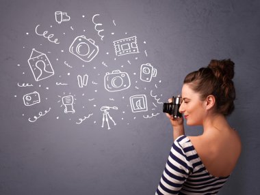 fotoğrafçı kız çekim fotoğraf simgeler