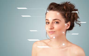 yüz tedavi modern okları ile genç seksi kız