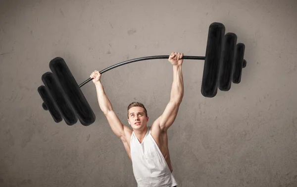 Muscular man lifting weights — Stock Photo, Image