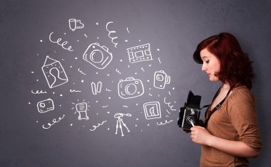 fotoğrafçı kız çekim fotoğraf simgeler