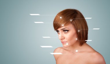 yüz tedavi modern okları ile genç seksi kız