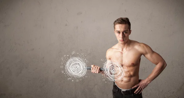 근육 질 남자 드는 혼돈 개념 — 스톡 사진