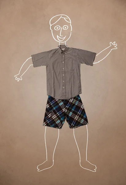 Met de hand getekend grappig karakter in casual kleding — Stockfoto
