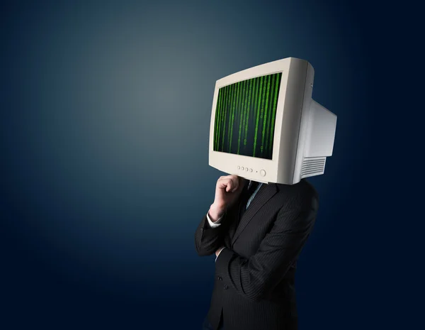 Cyber ludzki monitor ekran i komputer kod punktu menu displ — Zdjęcie stockowe