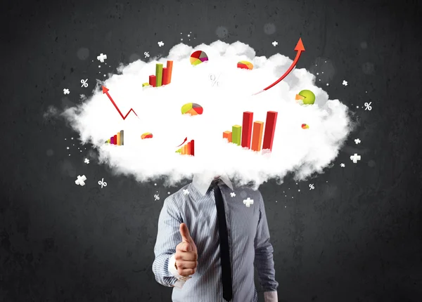 Modern business man with a graph cloud head — Stock Photo, Image