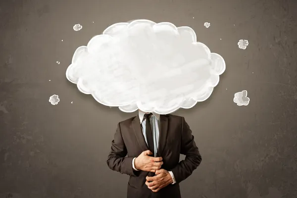 Hombre de negocios con nube blanca en su concepto de cabeza — Foto de Stock