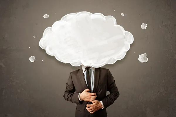 Business man with white cloud on his head concept — Stock Photo, Image