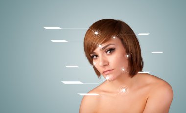 yüz tedavi modern okları ile genç seksi kız