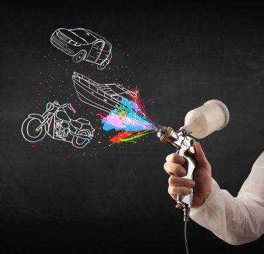 adam araba, tekne ve motosiklet airbrush sprey boya ile çizmek