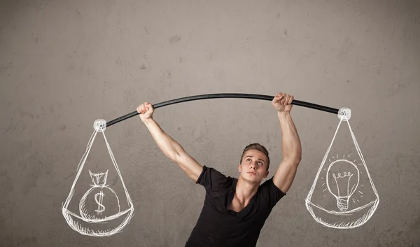 Uomo muscolare cercando di ottenere equilibrato — Foto Stock