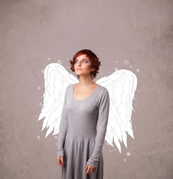 Cute person with angel illustrated wings — Stock Photo, Image