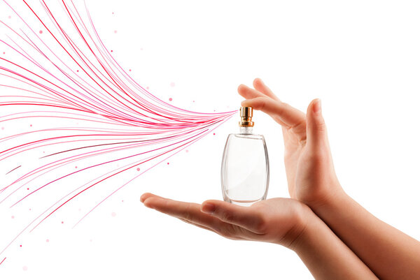 woman hands spraying colorful lines