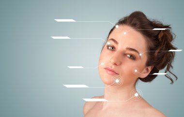 yüz tedavi modern okları ile genç seksi kız