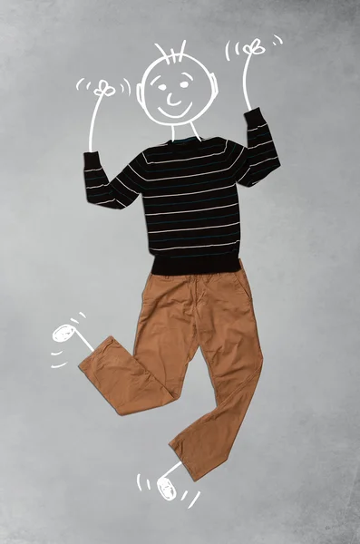Personagem de desenho animado engraçado bonito em roupas casuais — Fotografia de Stock