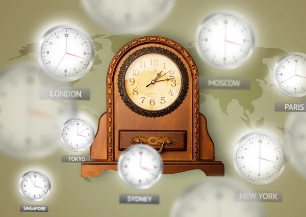 世界上的时钟和时区概念 — 图库照片