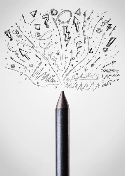 Crayon närbild med skissartade pilar — Stockfoto