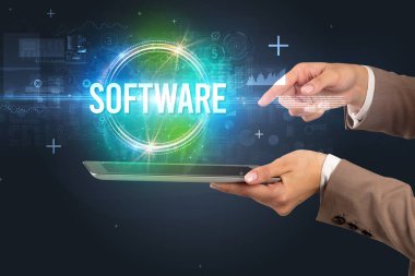 Dokunmatik ekran yakın plan, yeni teknoloji konsepti