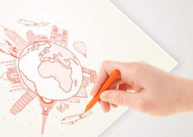 simge ve c ile dünya çapında çizim tatil seyahat el