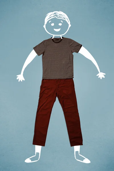 Funny cute smiley character in casual clothes — Stock Photo, Image