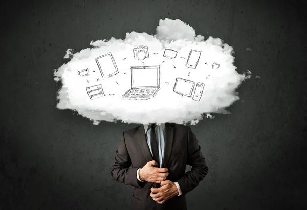 Professional business man with cloud network head — Stock Photo, Image