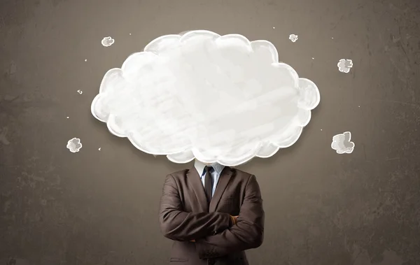 Uomo d'affari con nuvola bianca sul suo concetto di testa — Foto Stock