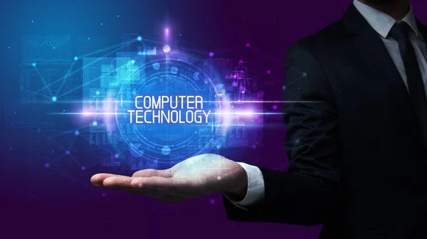 Man hand holding digital technology concept — Stock Photo, Image
