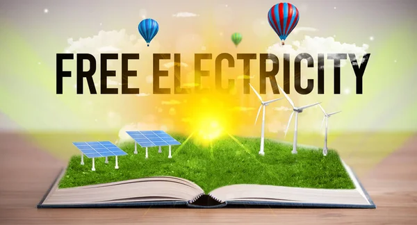 Open book, renewable energy concept — Stock Photo, Image