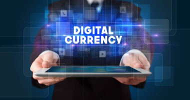 Tablet tutan kişi, teknoloji konsepti