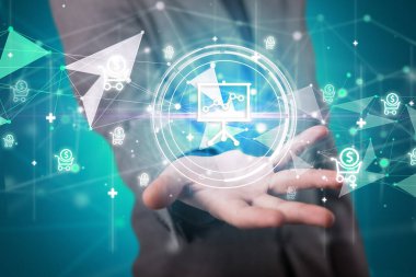 İş adamı holdig iş simgeleri konsepti